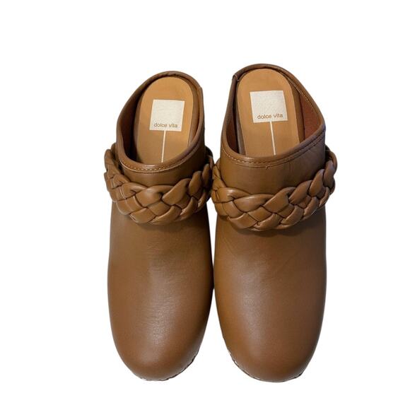 Dolce Vita Hila Leather Platform Clogs Women’s 9 Brown Wooden Block Heel NEW - Picture 4 of 9